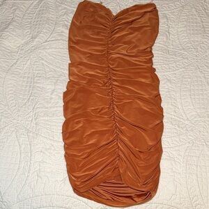 Sabora Terracotta Ruched Mini Dress